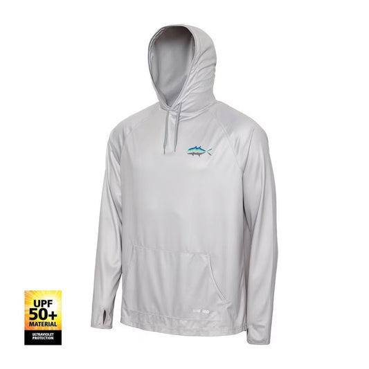 Shimano SHIMANO GREY GT HOODED TECH TEE premium fishing tackle gear from Allways Angling