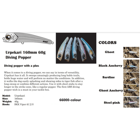 Amegari Amegari Urpekari Diving Popper 160mm premium fishing tackle gear from Allways Angling
