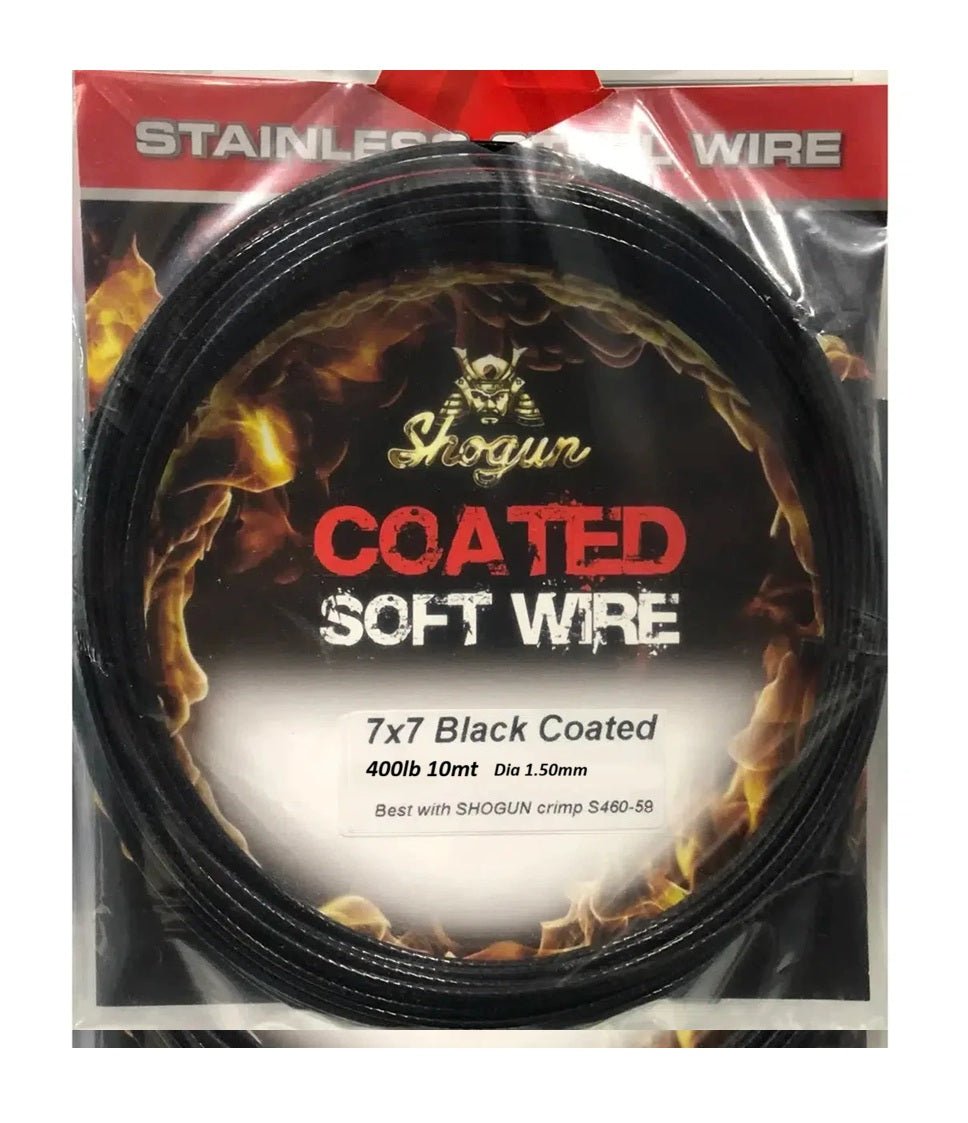 Shogun Shogun Black Nylon Coated 400lb Wire 7x7 Strand premium fishing tackle gear from Allways Angling