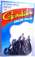 Gamakatsu OCTOPUS CIRCLE Black Hooks Value 25 pack