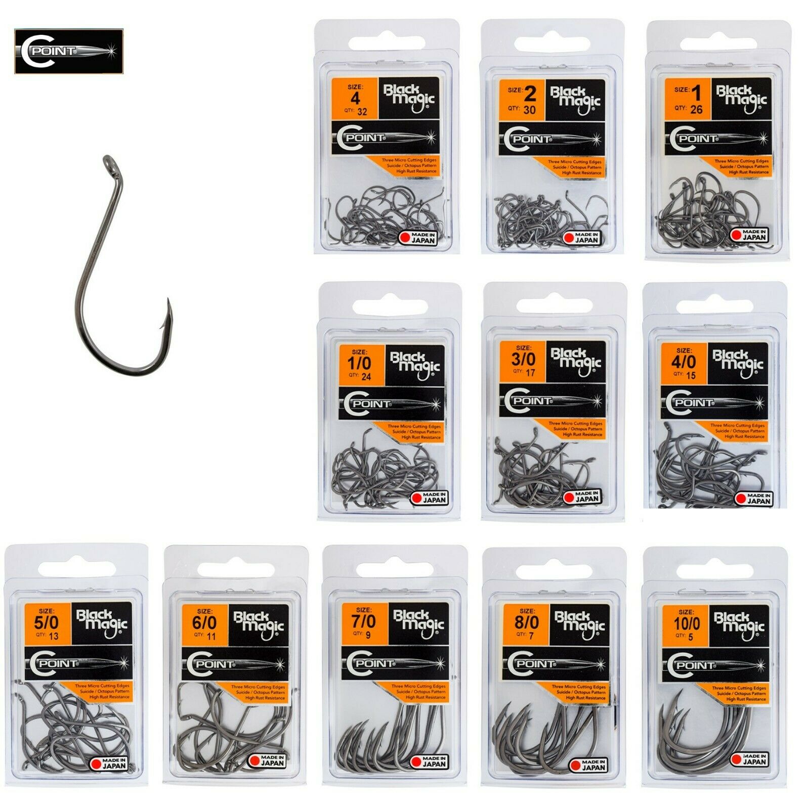 black magic fishing hooks C Point Size 4 Economy Pack Ambassadeur 6000 series - Type_Wide Gap Hooks Size:18000-H