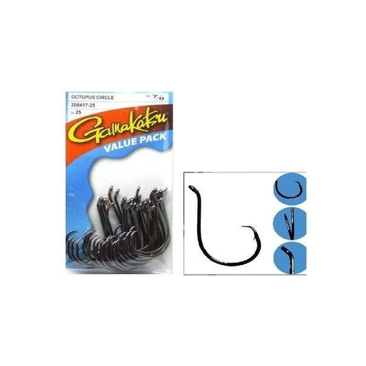 Gamakatsu Gamakatsu OCTOPUS CIRCLE Black Hooks Value 25 pack premium fishing tackle gear from Allways Angling