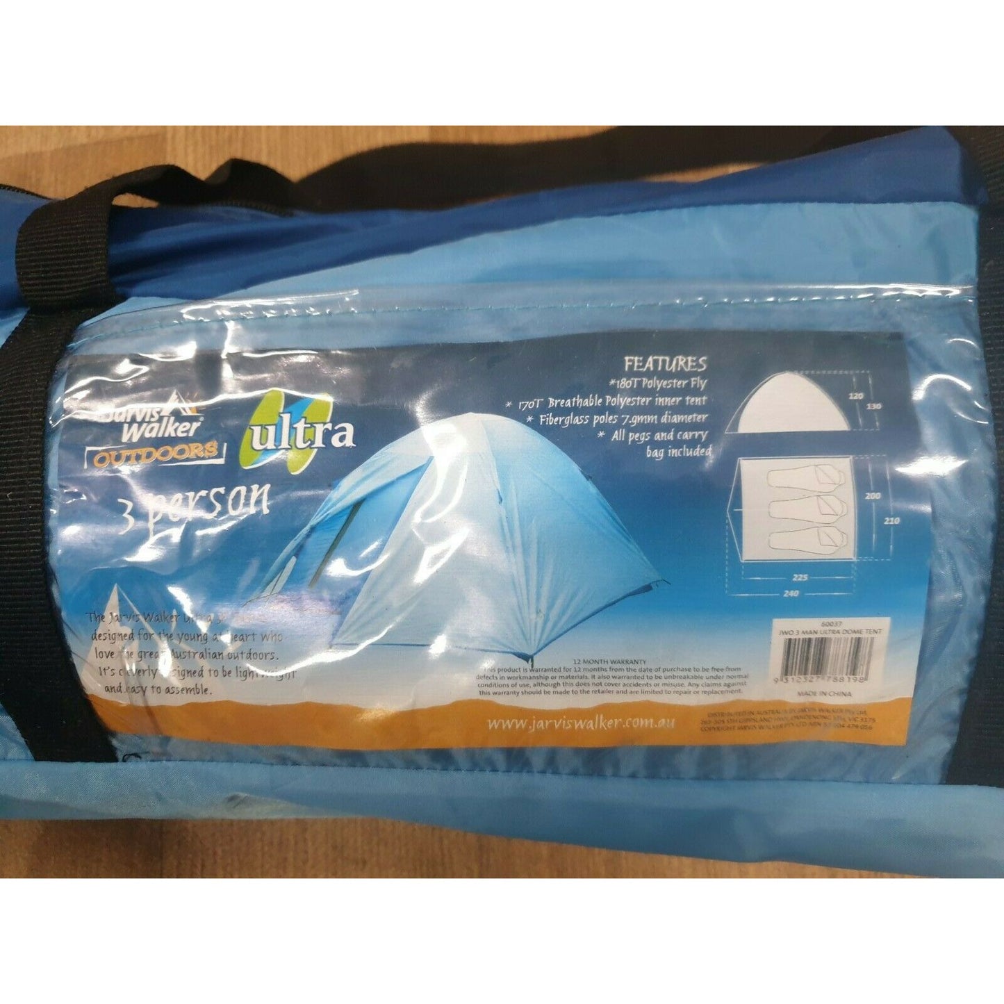 Jarvis Walker Outdoors Jarvis Walker Outdoors Ultra 3 Person Dome Tent 220cm x 130cm premium fishing tackle gear from Allways Angling
