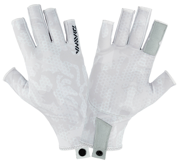 Daiwa PRO Sun Gloves (Blue Prism & White Hex Camo)