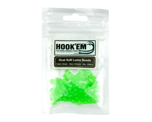 Hookem Oval Soft Lumo Beads - Green