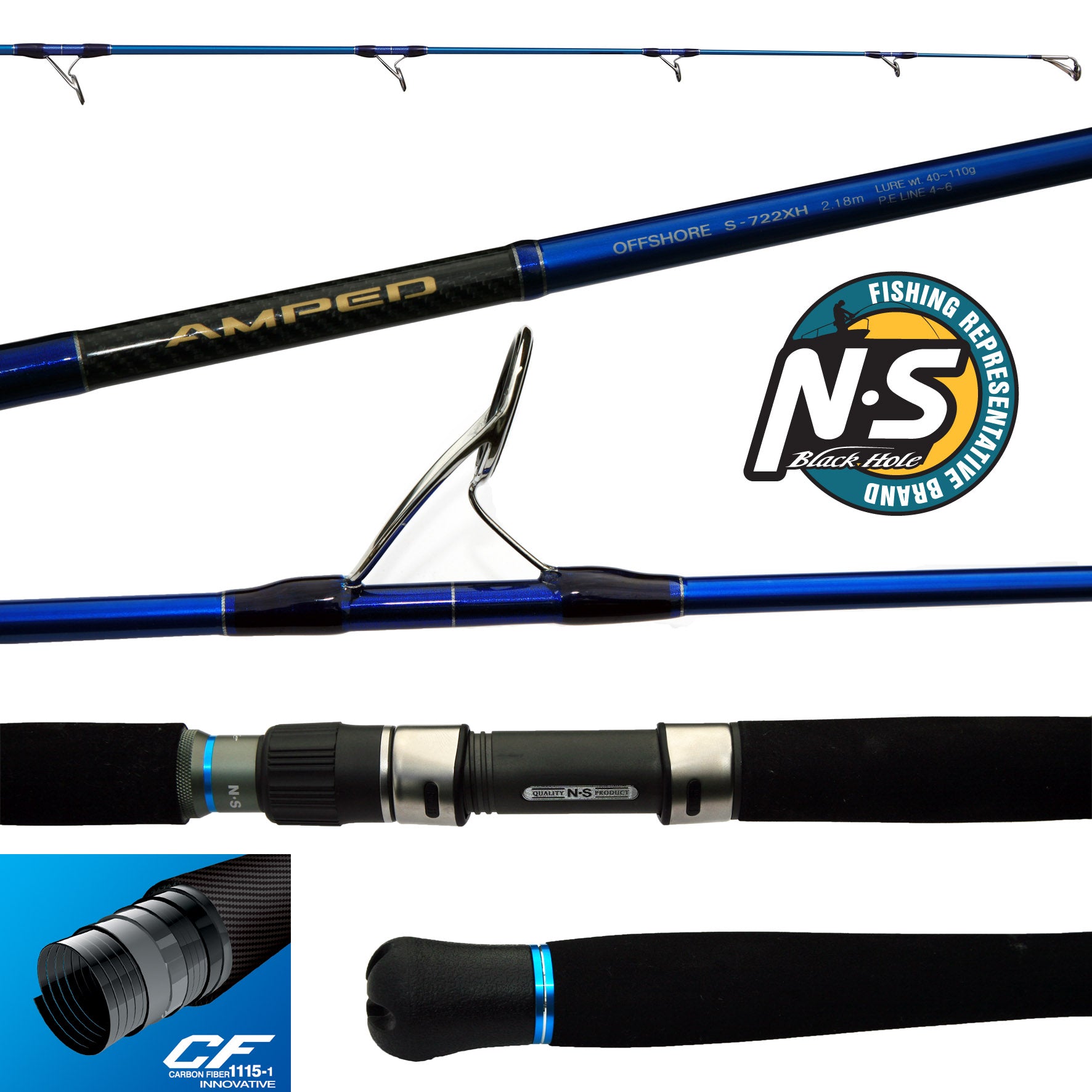 NS Black Hole AMPED Offshore Rod S-702H