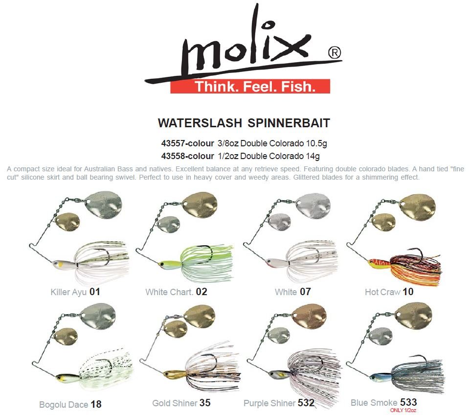 Molix MOLIX Waterslash Spinnerbait Double Colorado premium fishing tackle gear from Allways Angling