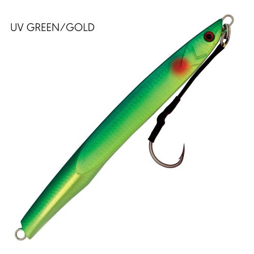 Black Magic Black Magic Knife Jig 150G UV GREEN GOLD premium fishing tackle gear from Allways Angling
