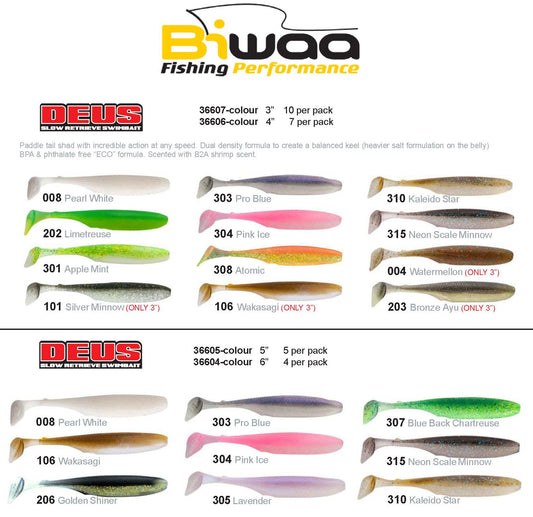 Biwaa Biwaa DEUS 3" Paddle Tail Soft Plastics premium fishing tackle gear from Allways Angling