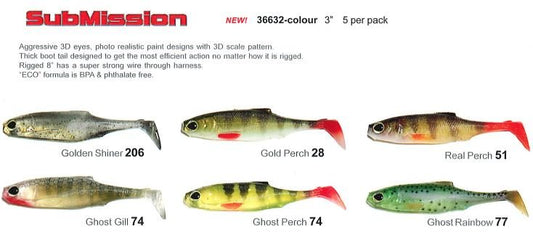 Biwaa Biwaa SubMission 3" Shad 5pk GOLDEN SHINER premium fishing tackle gear from Allways Angling