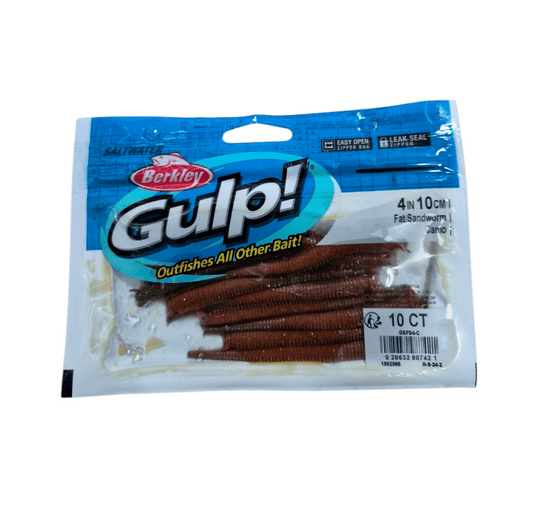 Gulp Berkley Gulp 4" FAT SANDWORMS CAMO 10PK premium fishing tackle gear from Allways Angling