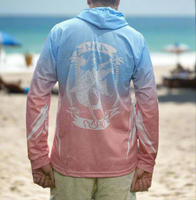 Mad Fisho Adult Long Sleeve Hooded Fishing Shirt Pink/Blue