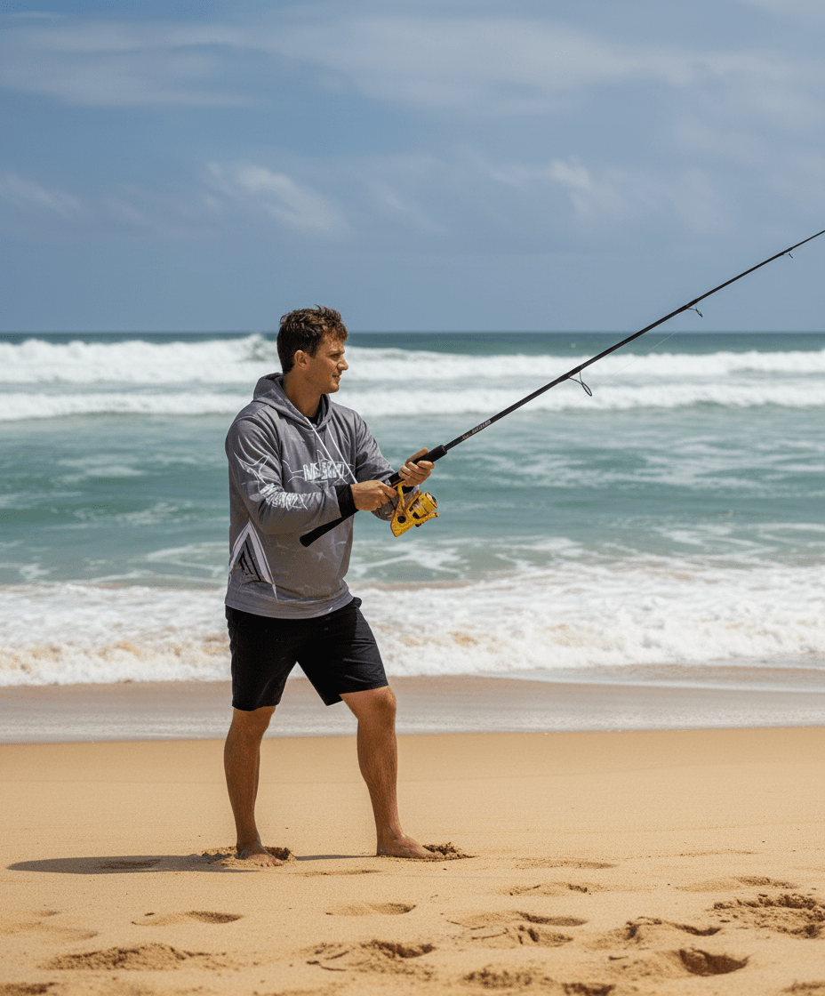 Mad Fisho Mad Fisho Hooded Fishing Shirt GREY SHARK premium fishing tackle gear from Allways Angling