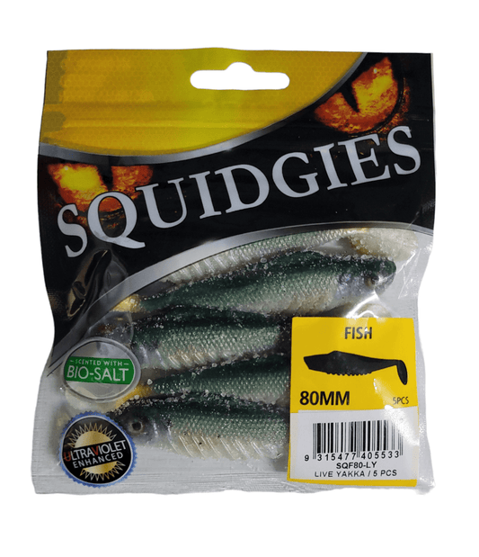 Squidgies Squidgies Fish 80mm Live Yakka 5pk premium fishing tackle gear from Allways Angling