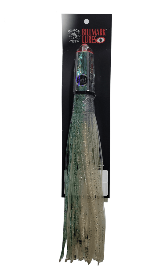 Billmark Lures Black Pete POG 8" Bullet Green Saury Game Skirt premium fishing tackle gear from Allways Angling