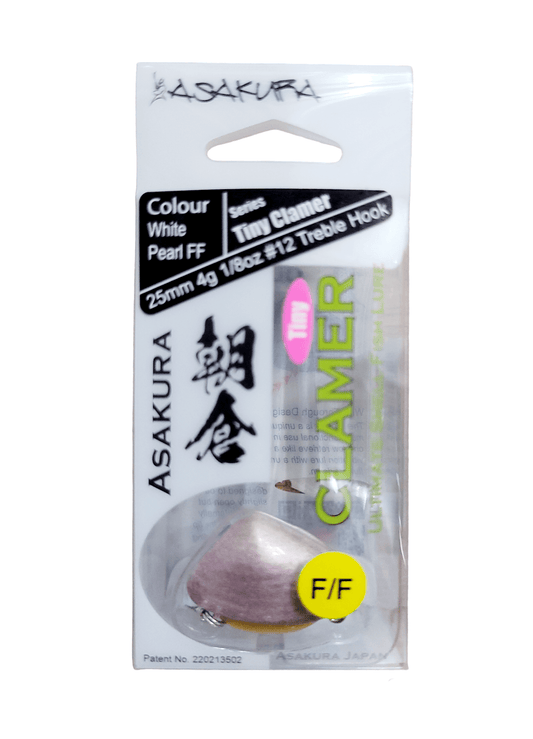 Asakura Asakura Tiny Clamer 25mm Pippi Lure White Pearl FF premium fishing tackle gear from Allways Angling