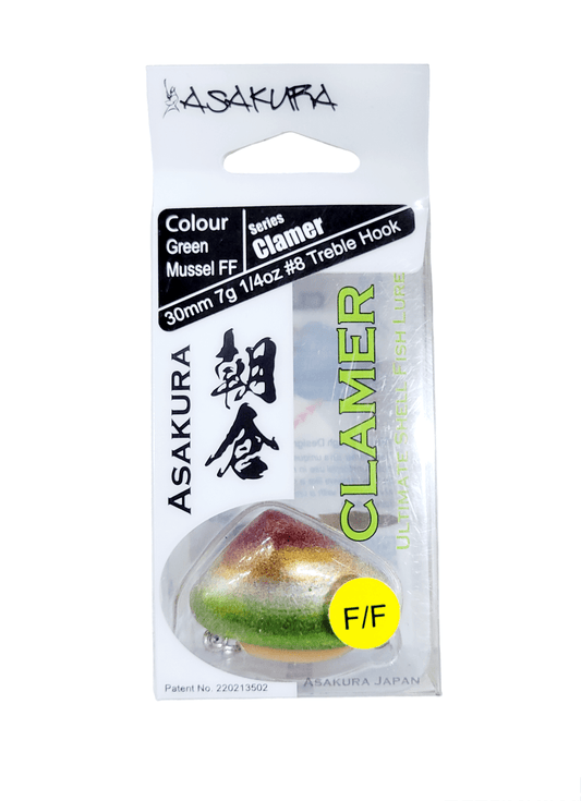 Asakura Asakura Clamer 30mm Pippi Lure Green Mussel FF premium fishing tackle gear from Allways Angling