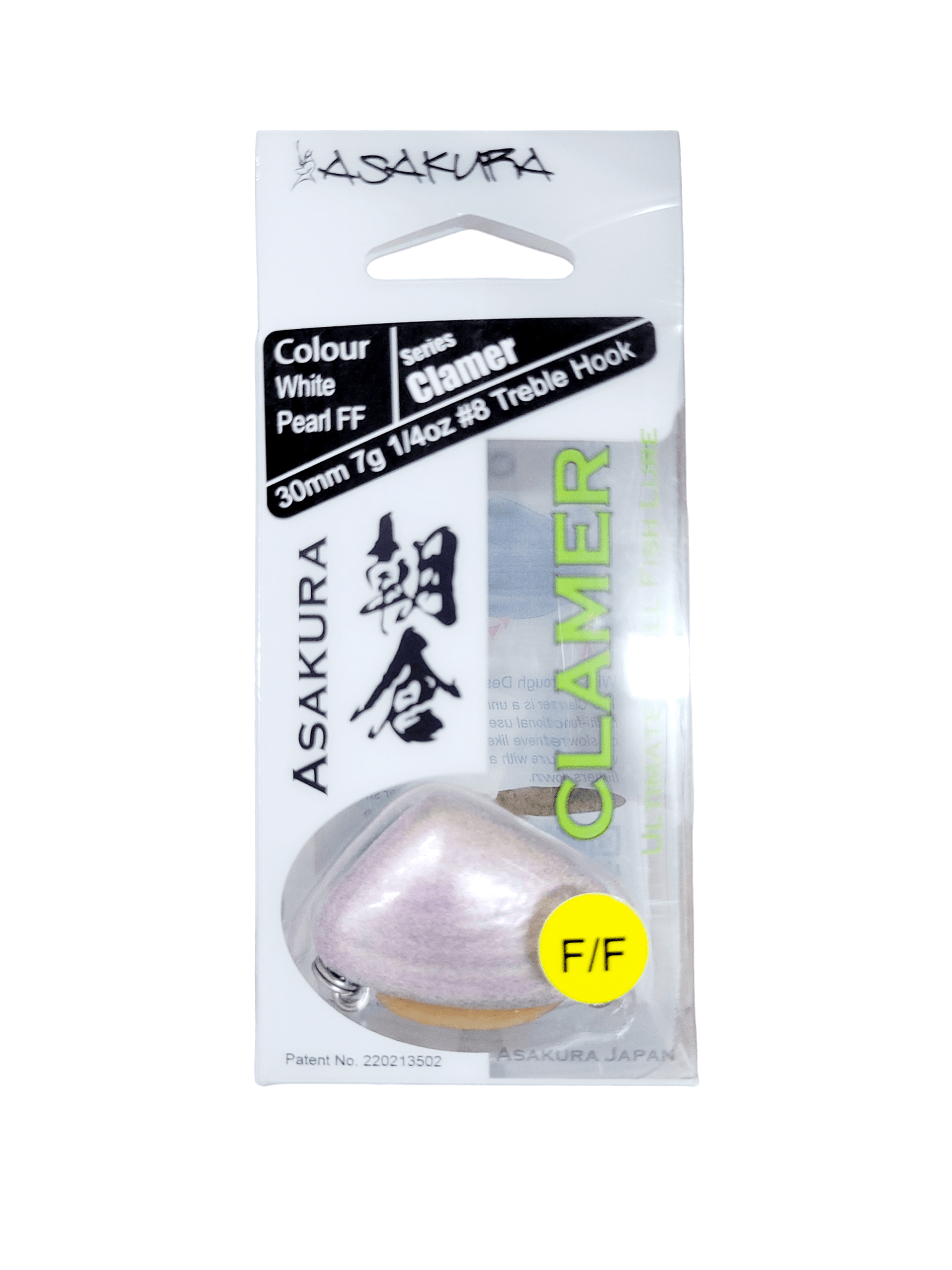 Asakura Asakura Clamer 30mm Pippi Lure White Pearl FF premium fishing tackle gear from Allways Angling