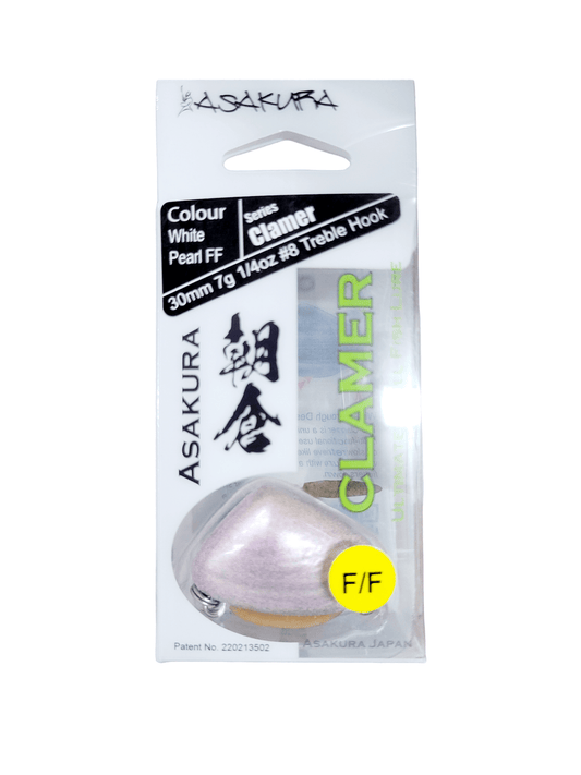 Asakura Asakura Clamer 30mm Pippi Lure White Pearl FF premium fishing tackle gear from Allways Angling