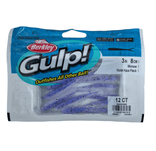 Berkley Berkley GULP 3″ MINNOW VIOLET HAZE FLECK 8PK premium fishing tackle gear from Allways Angling