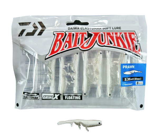 DAIWA BAIT JUNKIE 2.35" PRAWN WHITEBAIT SOFT PLASTICS