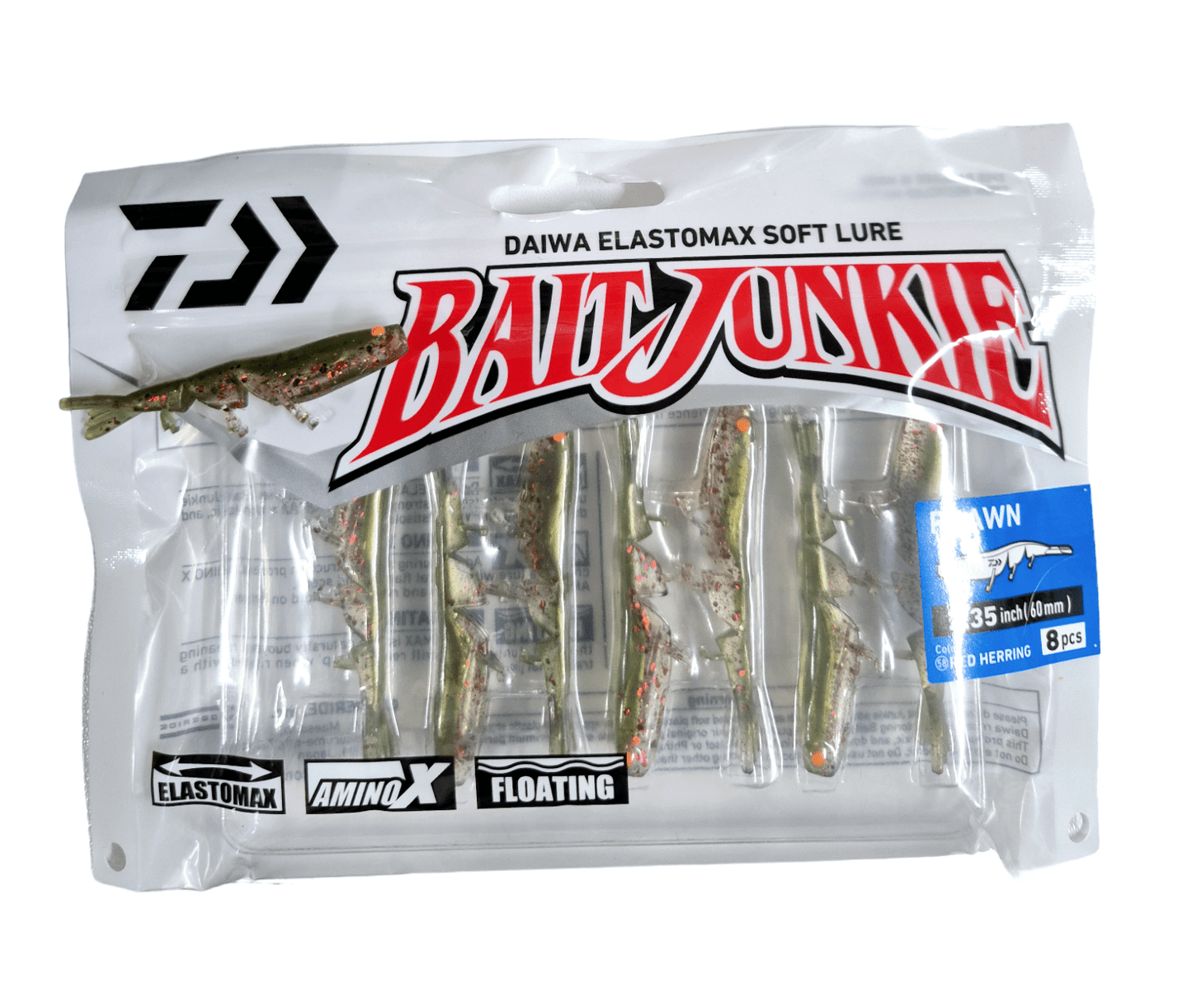 Daiwa DAIWA BAIT JUNKIE 2.35" PRAWN RED HERRING SOFT PLASTICS premium fishing tackle gear from Allways Angling