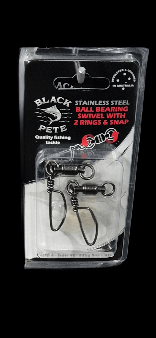Black Pete Black Pete Black Stainless Steel Ball Bearing Snap Swivels 2pk premium fishing tackle gear from Allways Angling