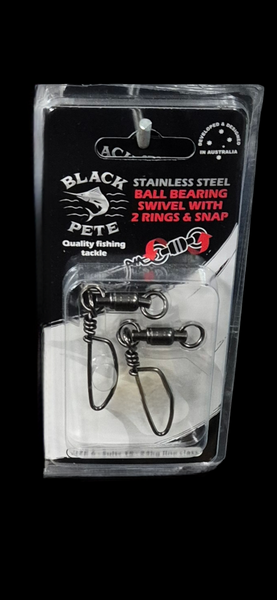 Black Pete Black Stainless Steel Ball Bearing Snap Swivels 2pk