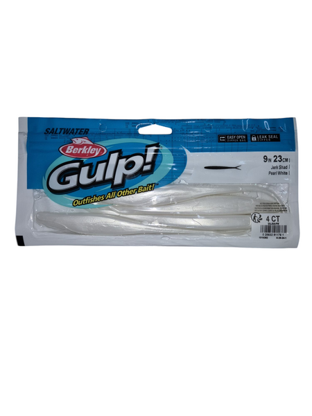 Berkley GULP 9" Jerkshad Soft Plastics PEARL WHITE 4pk