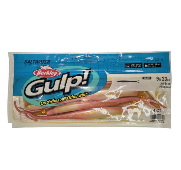 Berkley GULP 9" Jerkshad Soft Plastics PINK SHINE 4pk