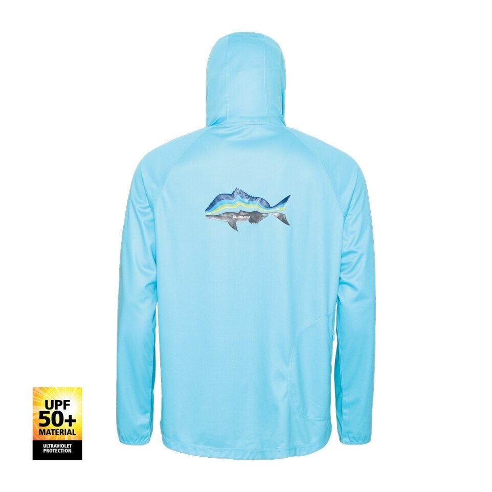 Shimano SHIMANO BLUE SNAPPER HOODED TECH TEE premium fishing tackle gear from Allways Angling