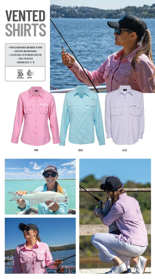 Shimano SHIMANO LADIES VENTED FISHING SHIRT premium fishing tackle gear from Allways Angling