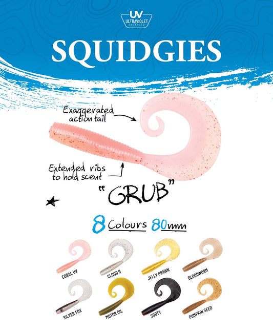 Shimano SQUIDGIES GRUB SOFT PLASTICS 6PK premium fishing tackle gear from Allways Angling