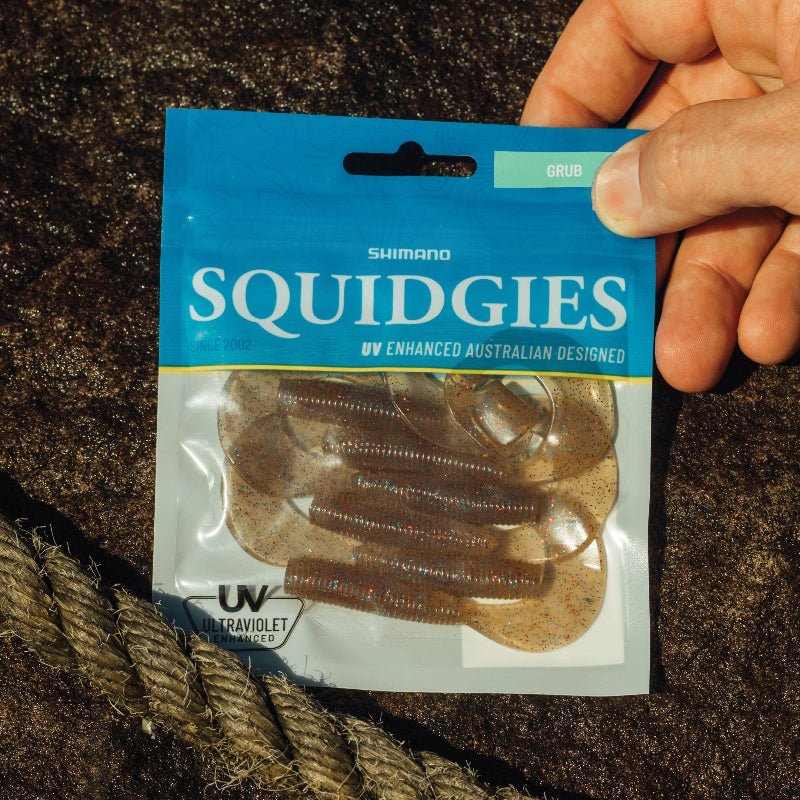 Shimano SQUIDGIES GRUB SOFT PLASTICS 6PK premium fishing tackle gear from Allways Angling