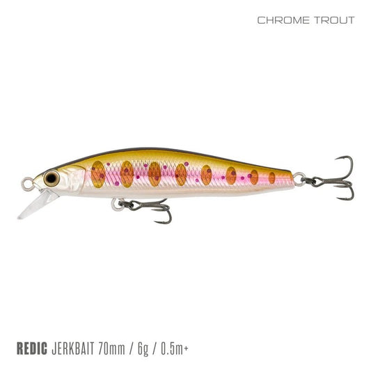 Samaki Samaki Redic Jerkbait SF70LC Chrome Trout premium fishing tackle gear from Allways Angling