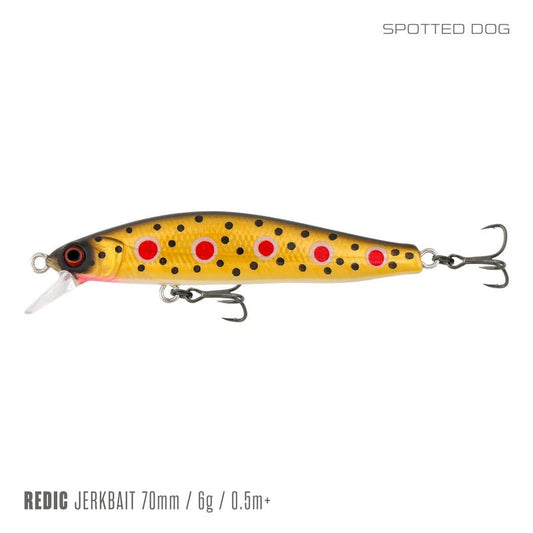Samaki Samaki Redic Jerkbait SF70LC Spotted Dog premium fishing tackle gear from Allways Angling