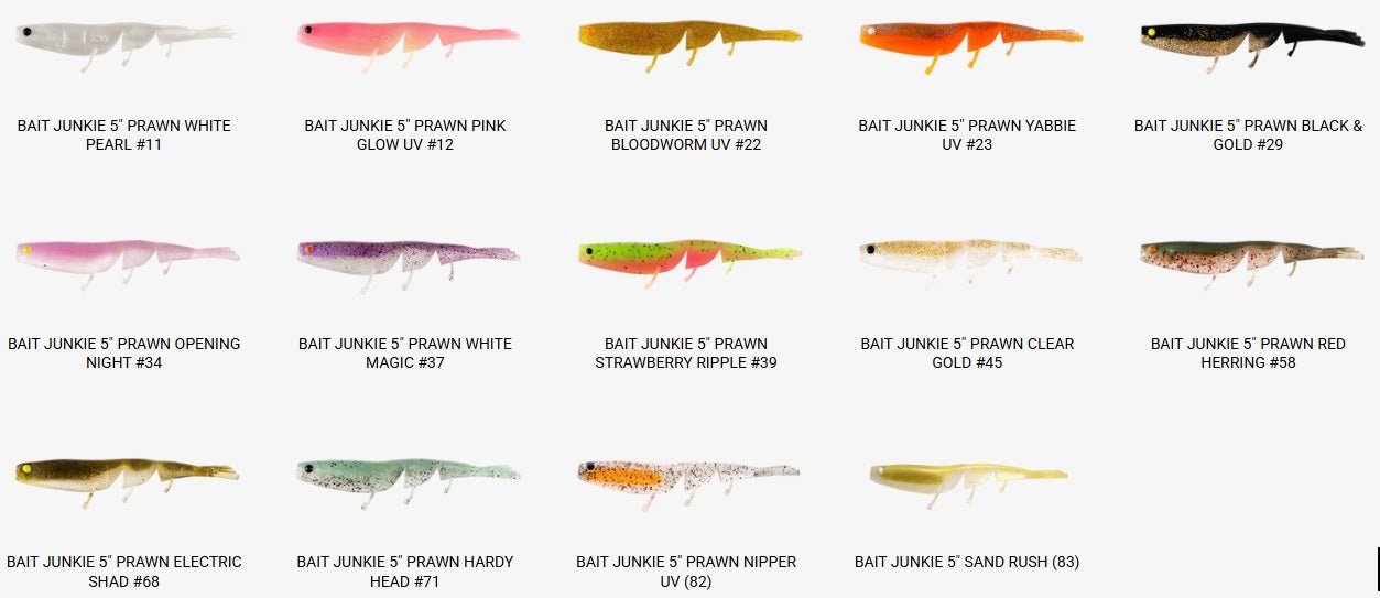 Daiwa BAIT JUNKIE 5" PRAWN Soft Plastics 4pcs premium fishing tackle gear from Allways Angling
