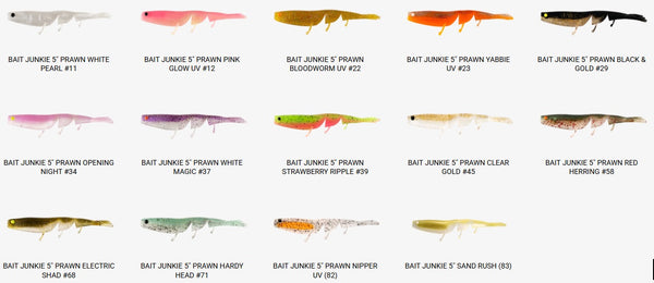 BAIT JUNKIE 5" PRAWN Soft Plastics 4pcs