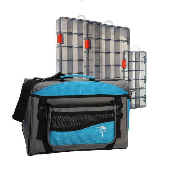 JARVIS WALKER MEDIUM LURE BAG WITH 3 LURE BOXES BLUE