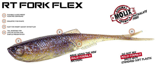 Molix RT Fork Flex Lure 3 Inch – Soft Plastic Fishing Lure (4 Pack)
