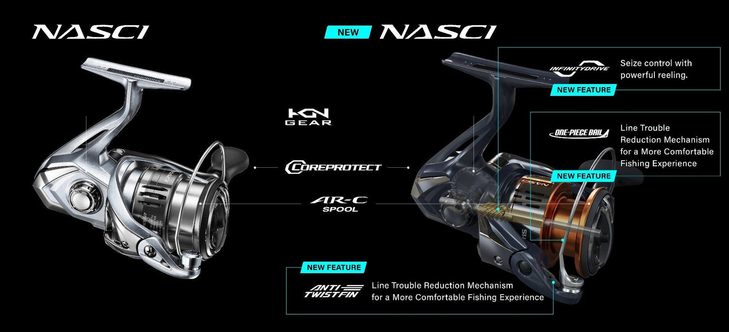 Shimano Shimano Nasci FD Spin Reel premium fishing tackle gear from Allways Angling