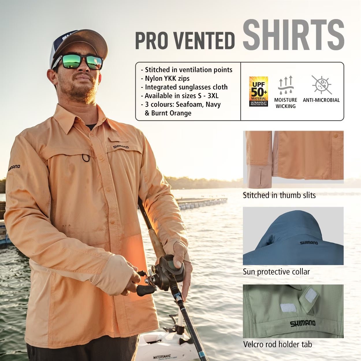 Shimano Shimano Pro Stretch Vented Fishing Burnt Orange premium fishing tackle gear from Allways Angling