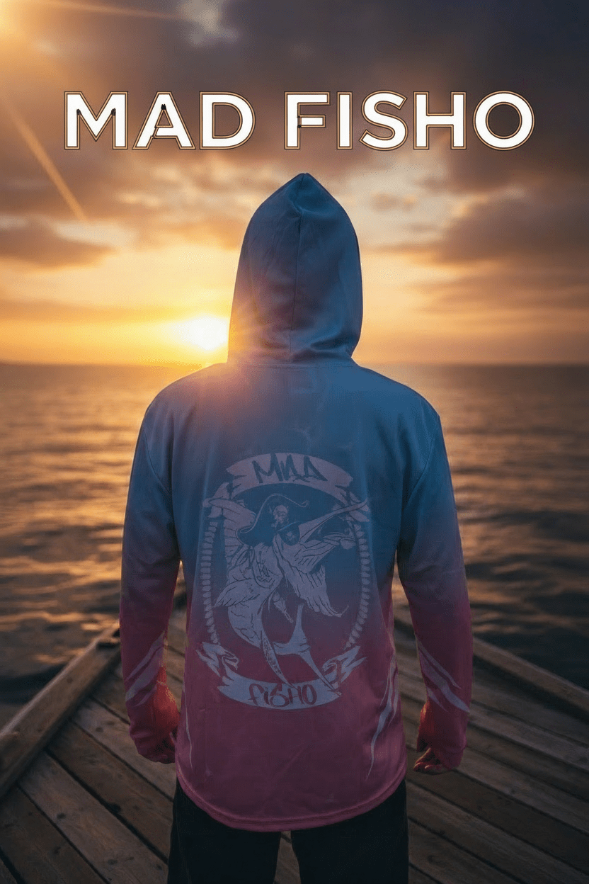 Mad Fisho Mad Fisho Hooded Fishing Shirt Pink/Blue Marlin premium fishing tackle gear from Allways Angling