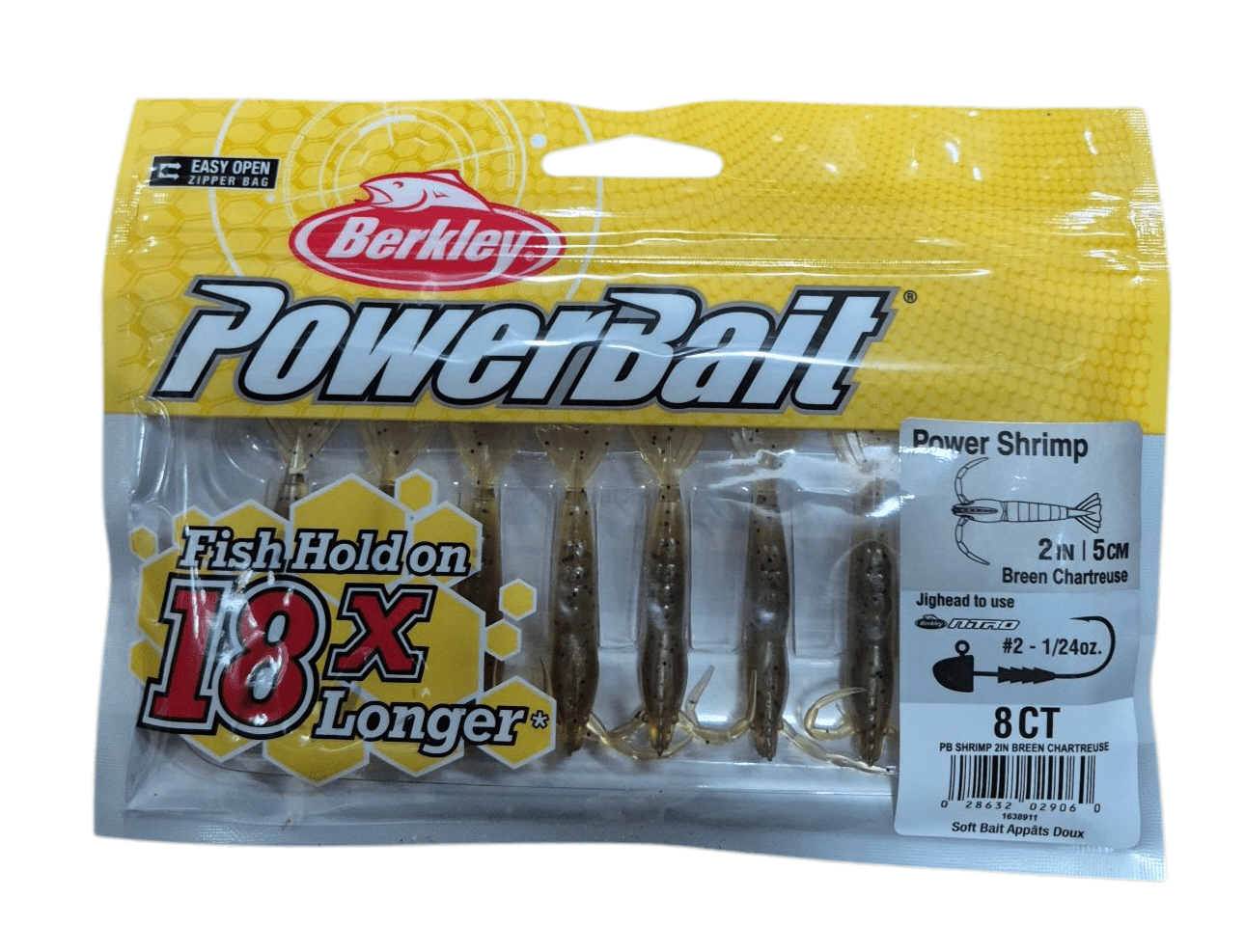 Berkley Berkley PowerBait 2" Shrimp 8pk BREEN CHARTREUSE premium fishing tackle gear from Allways Angling