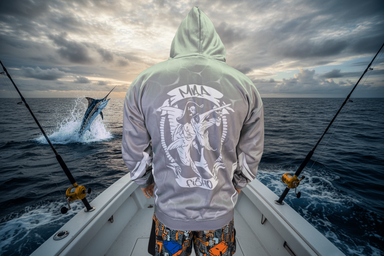 Mad Fisho Mad Fisho Fishing Hoodie Jumper GREY premium fishing tackle gear from Allways Angling
