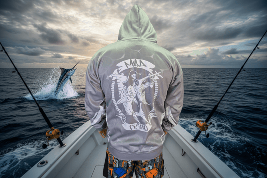 Mad Fisho Mad Fisho Fishing Hoodie Jumper GREY premium fishing tackle gear from Allways Angling