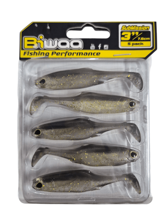 Biwaa Biwaa SubMission 3" Shad 5pk GOLDEN SHINER premium fishing tackle gear from Allways Angling