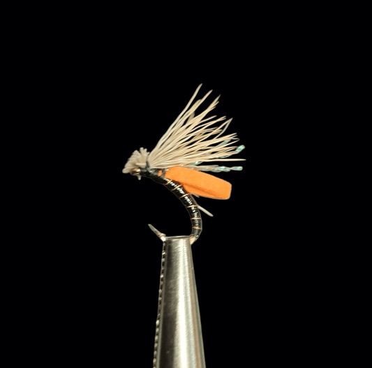 EJ Todd ORANGE FOAM LOOP BODY CADDIS 12 premium fishing tackle gear from Allways Angling