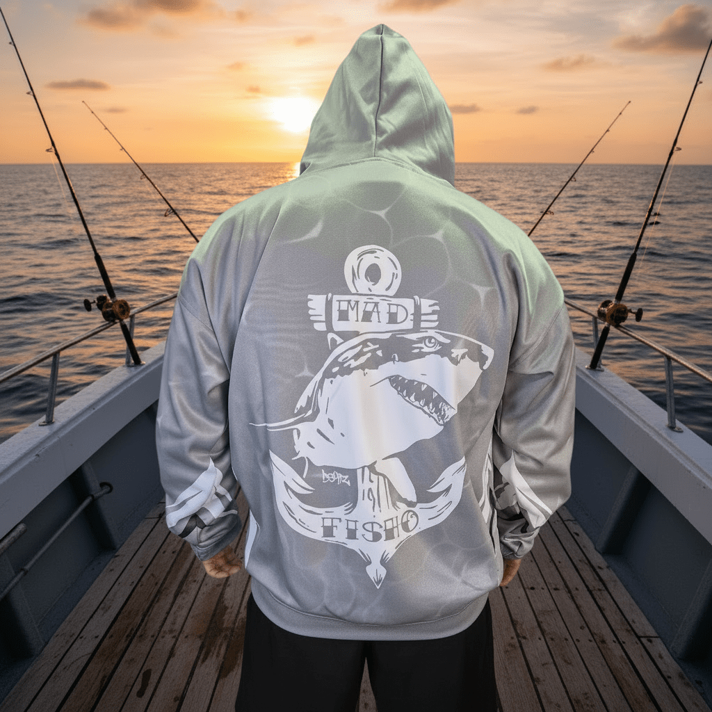 Mad Fisho Mad Fisho Fishing Hoodie Jumper GREY premium fishing tackle gear from Allways Angling