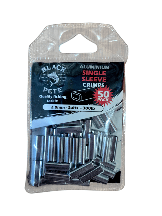 Black Pete Black Pete Aluminium crimps 50pk 2.0mm premium fishing tackle gear from Allways Angling